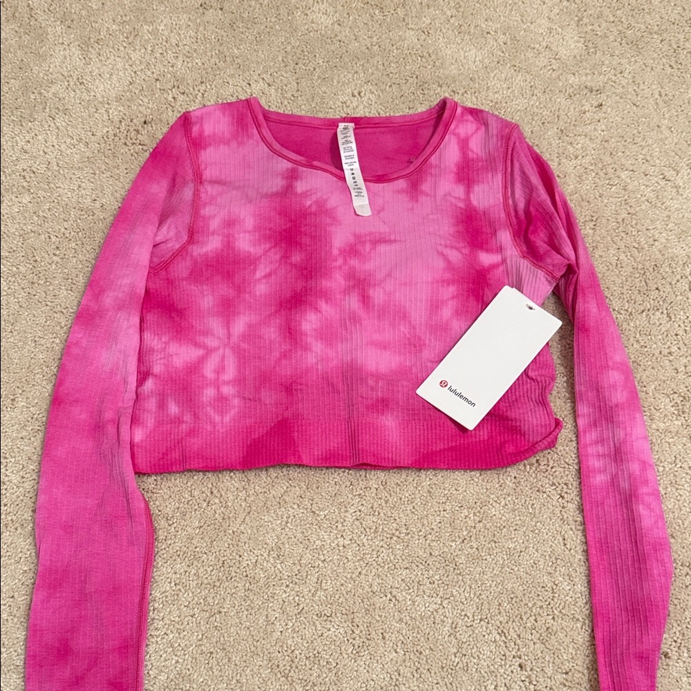 lululemon athletica Vibrant Pink Tie-Dye Crop Top